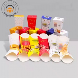 Paper food packaging box customized disposable french fries cups french fries paper chip box